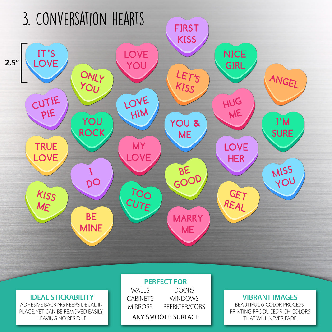  FUNOMOCYA 2 Rolls Label Conversation Heart Stickers